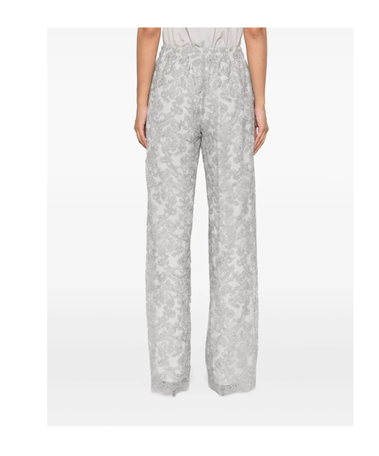 Ermanno Scervino Floral-lace Trousers In Gray