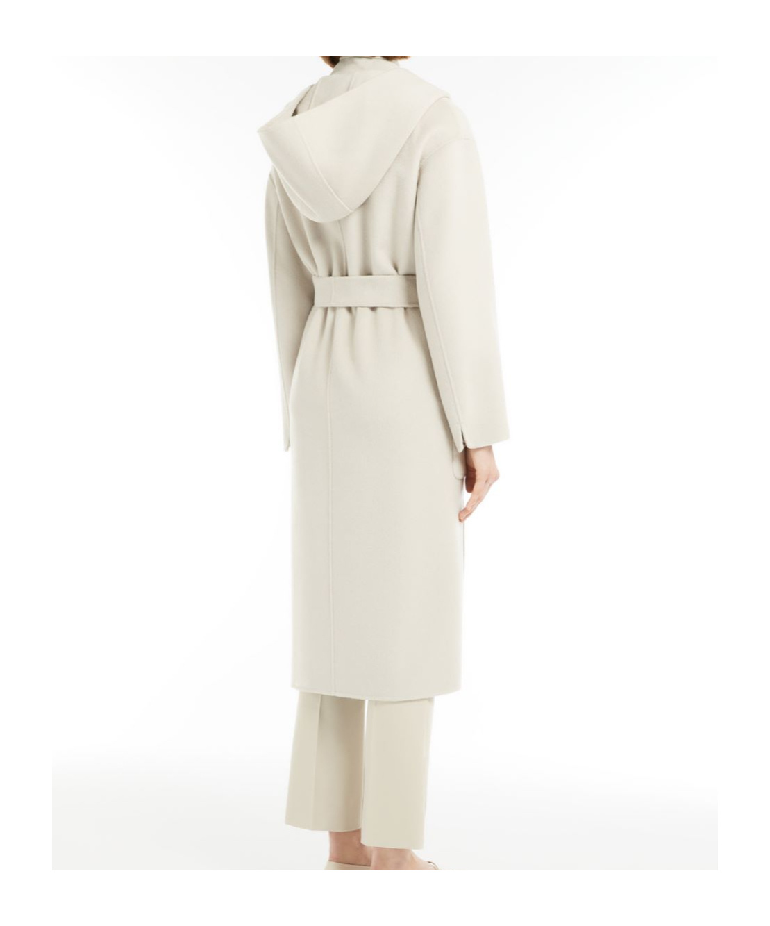Shop Max Mara Wool Coat With Hood In White