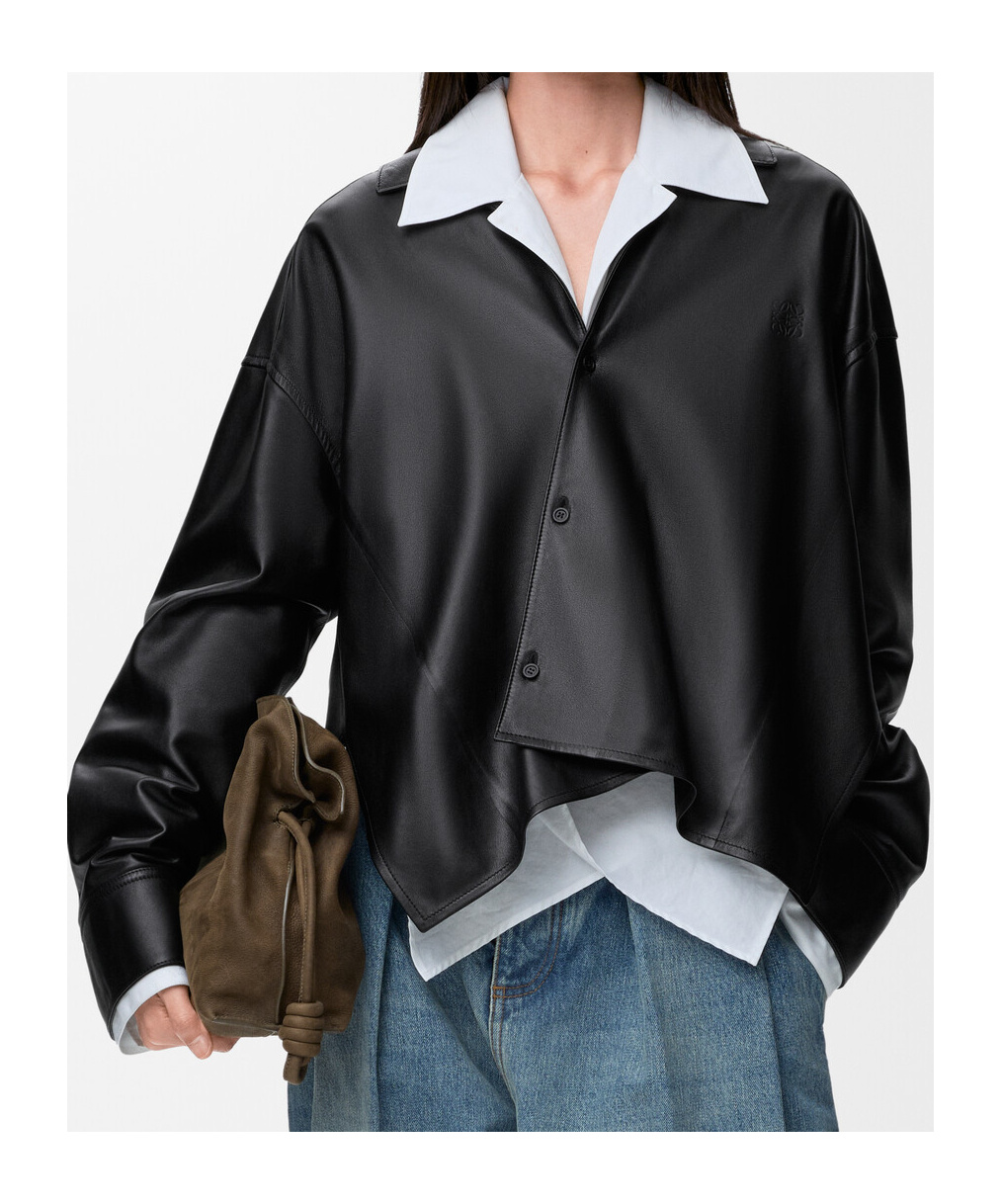 Loewe Nappa Lambskin Draped Shirt In Black