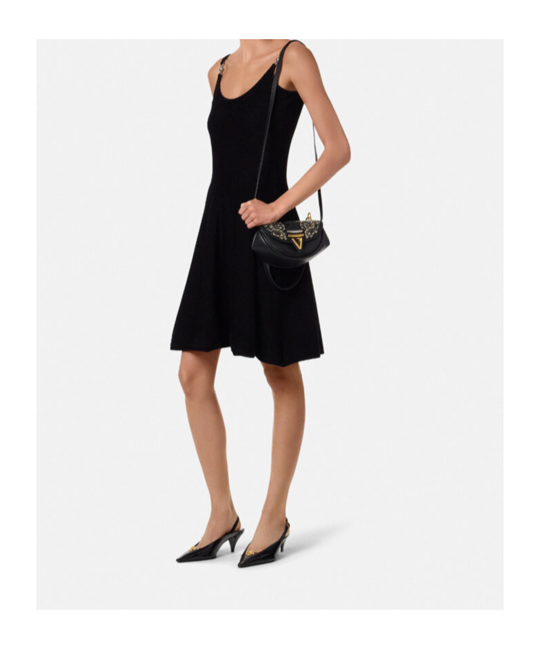 Versace Stud-embellished Shoulder Bag In Black