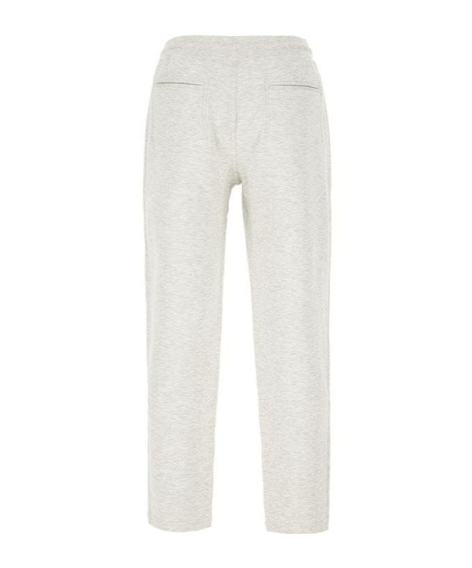 Brunello Cucinelli Melange Grey Cotton Blend Joggers In White