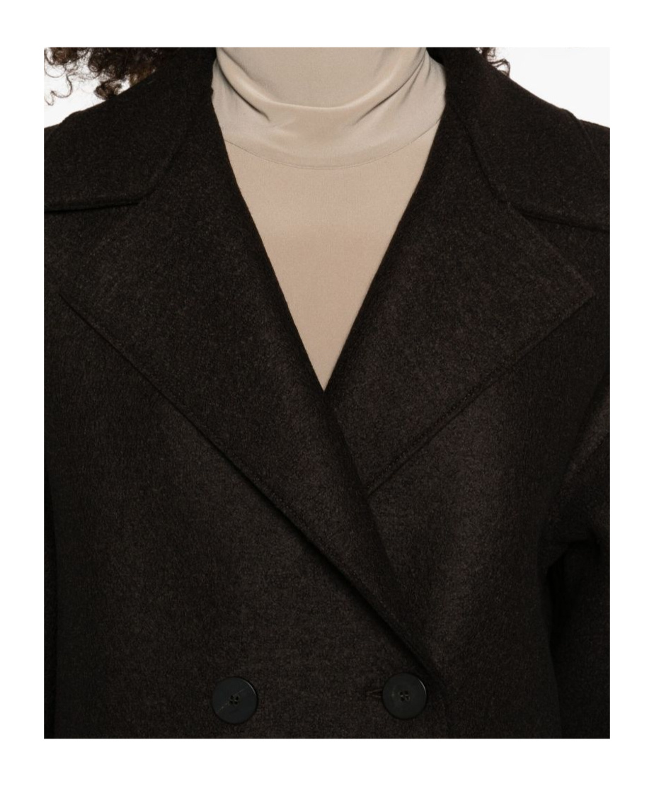 Harris Wharf London Black Double-breasted Coat With Dropped Shoulders In Wool Woman In Black