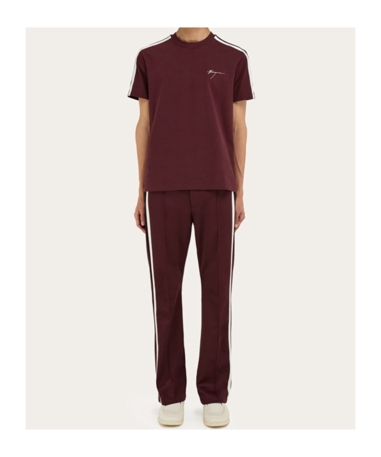 Ferragamo Signature Embroidered Short-sleeved T-shirt In Red