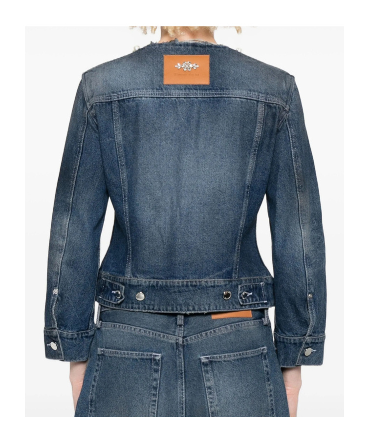 Simone Rocha Pearl-embellished Denim Jacket In Blue
