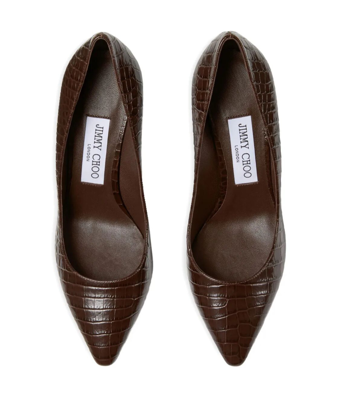 Jimmy Choo 85mm Romy Crocodile-effect Pointed-toe Pumps In Brown