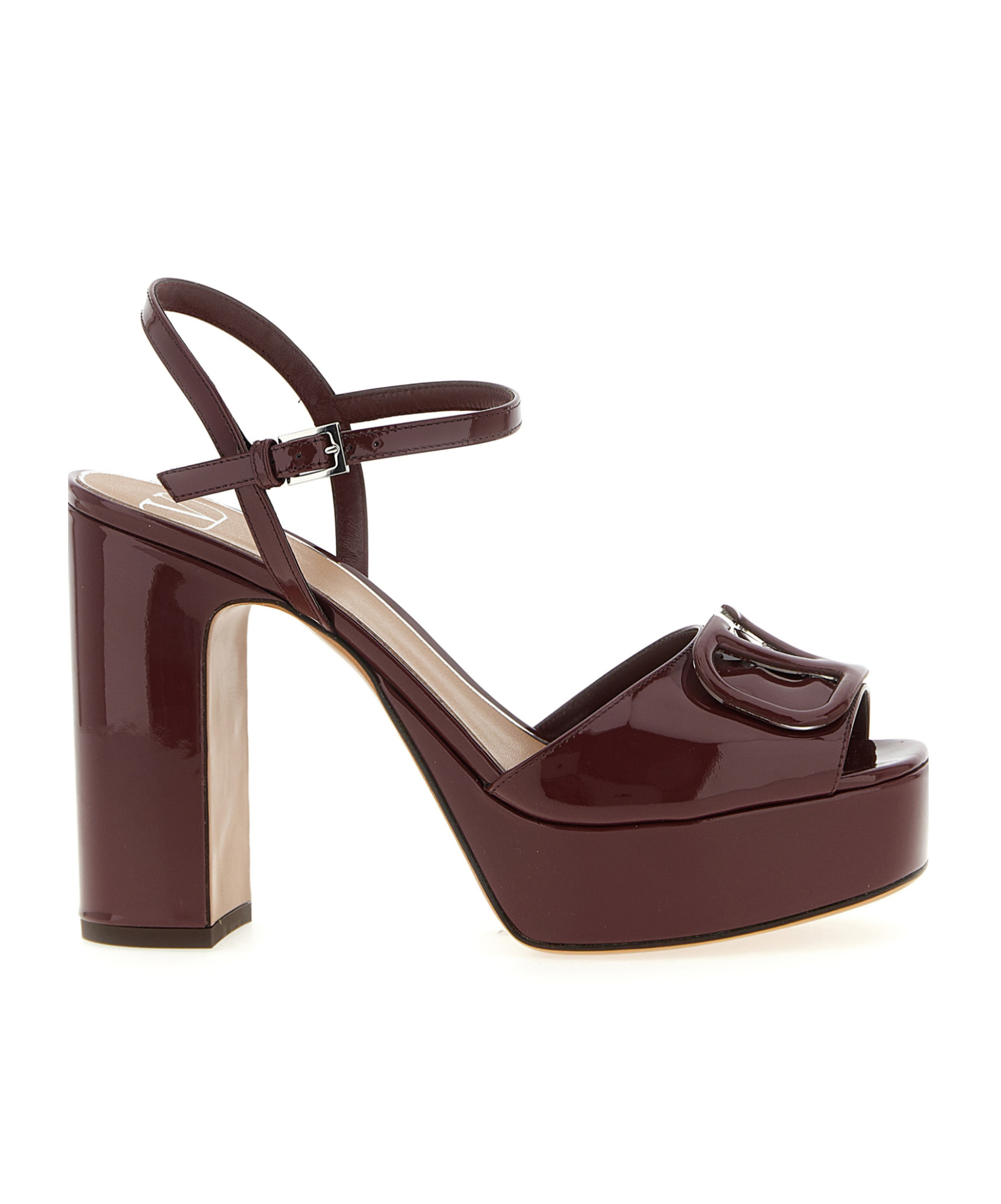 Valentino Garavani Vlogo Signature Sandals In Burgundy