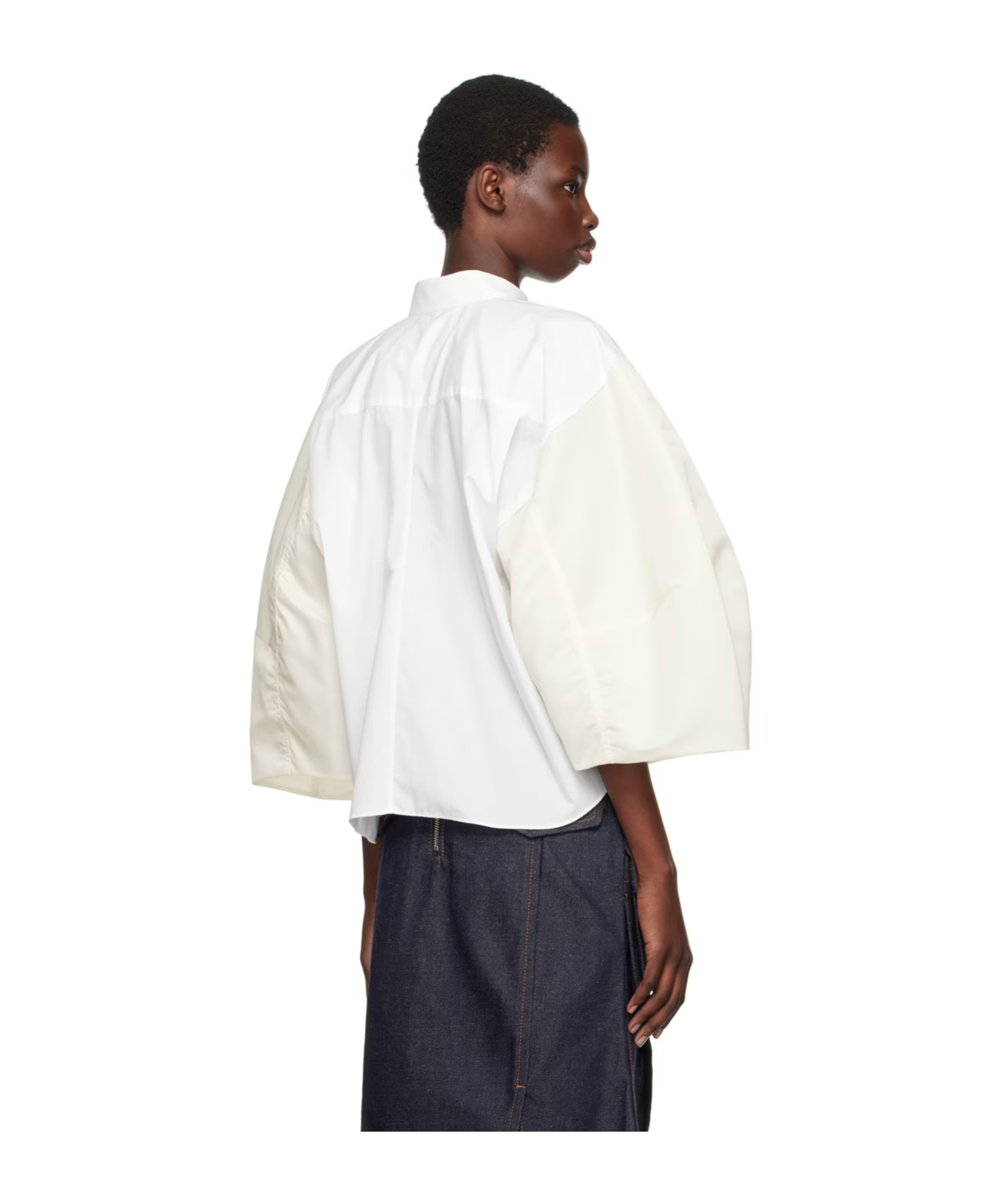 Sacai Poplin And Twill Shirt In White