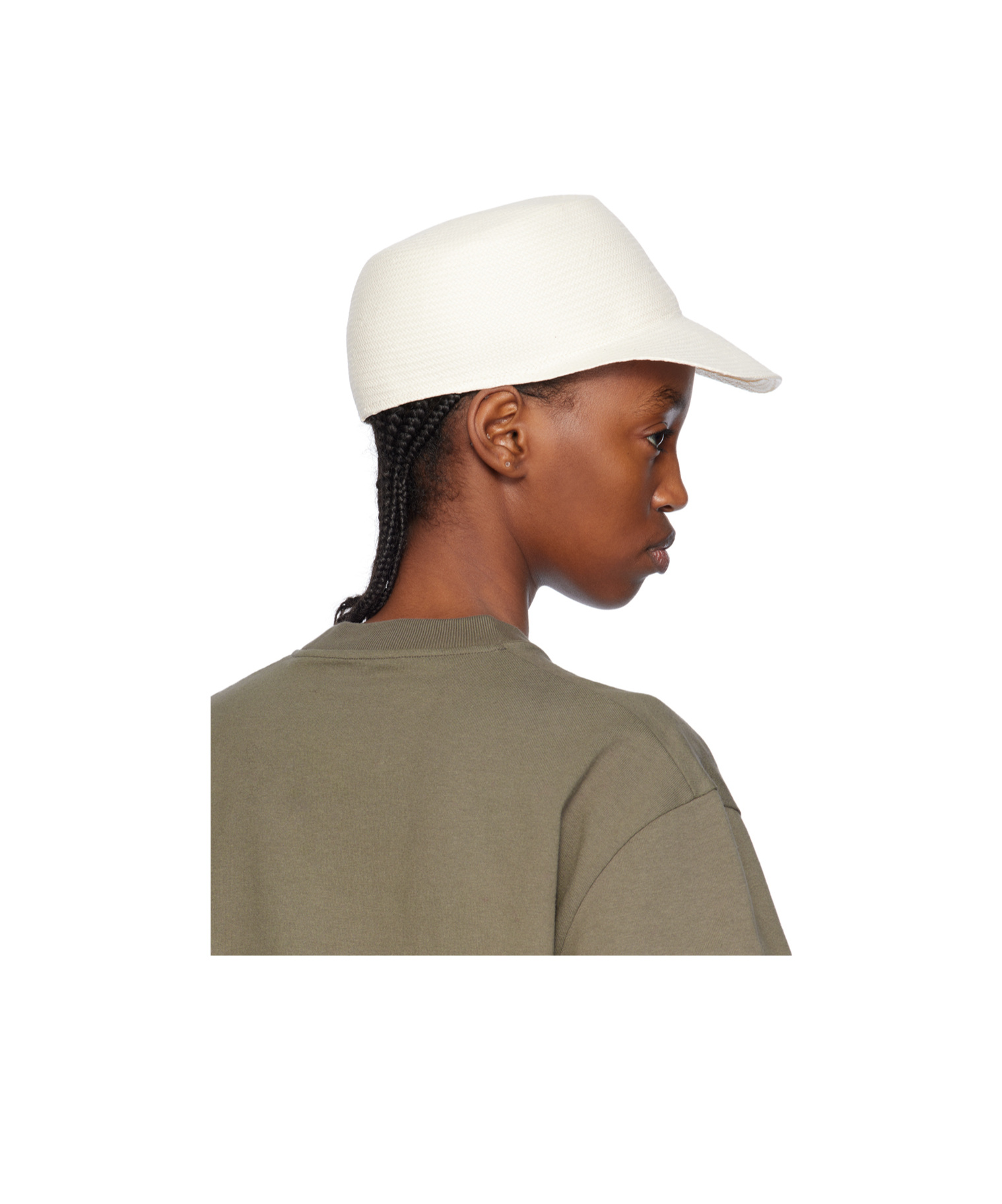 Jil Sander White Paper Herringbone Twill Cap