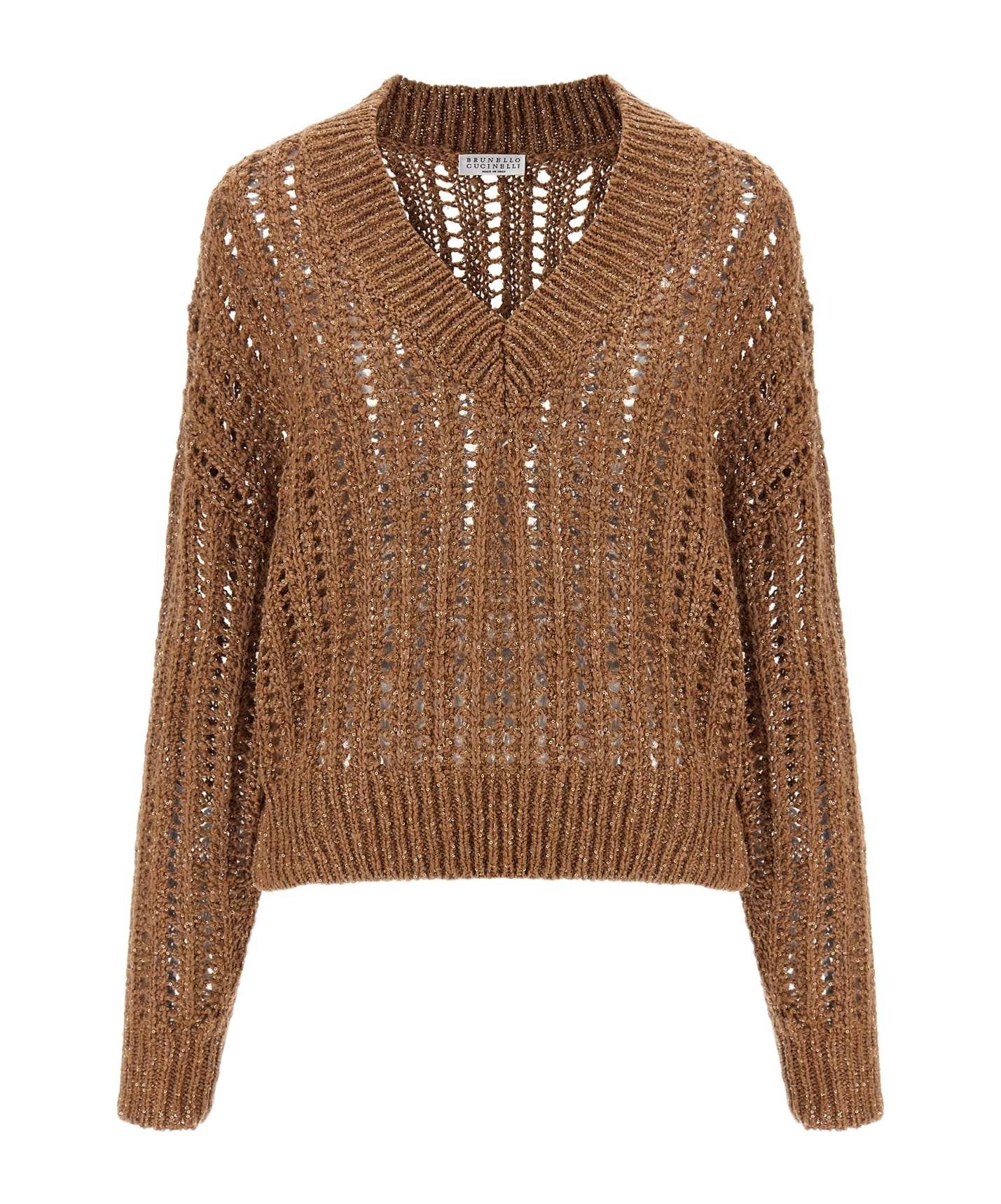 Shop Brunello Cucinelli Rustic Dazzling Net Jumper In Brown