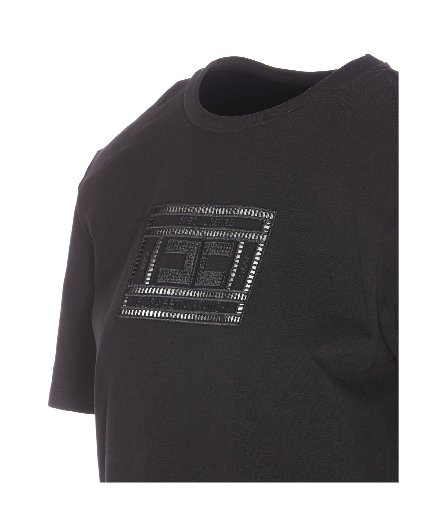 Elisabetta Franchi Crewneck Short Sleeves Straight Hem T-shirt In Black