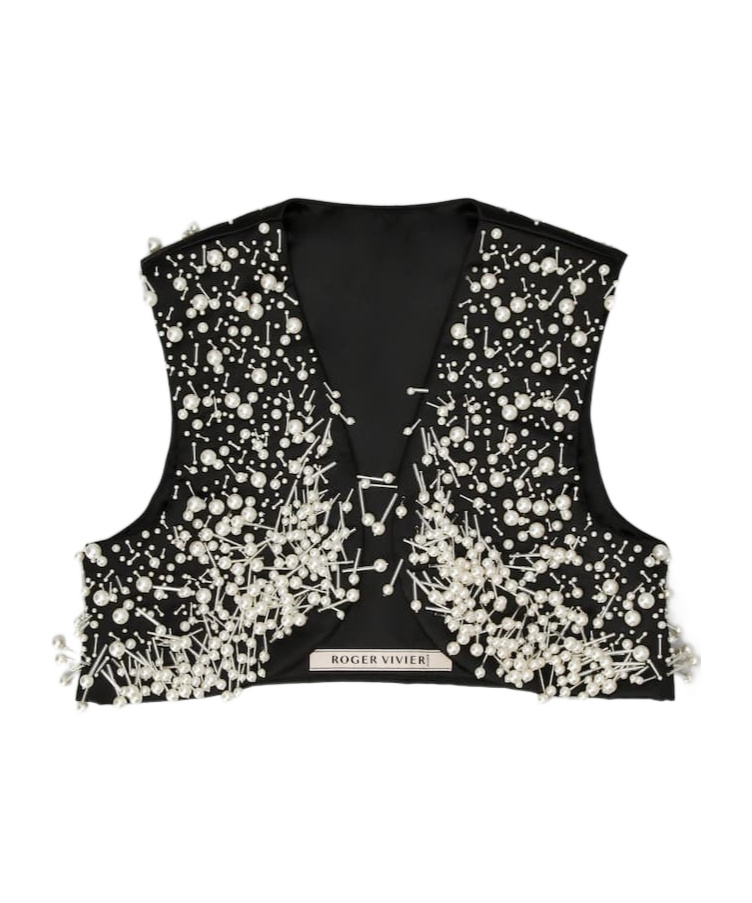 Roger Vivier Beaded Vest In Black