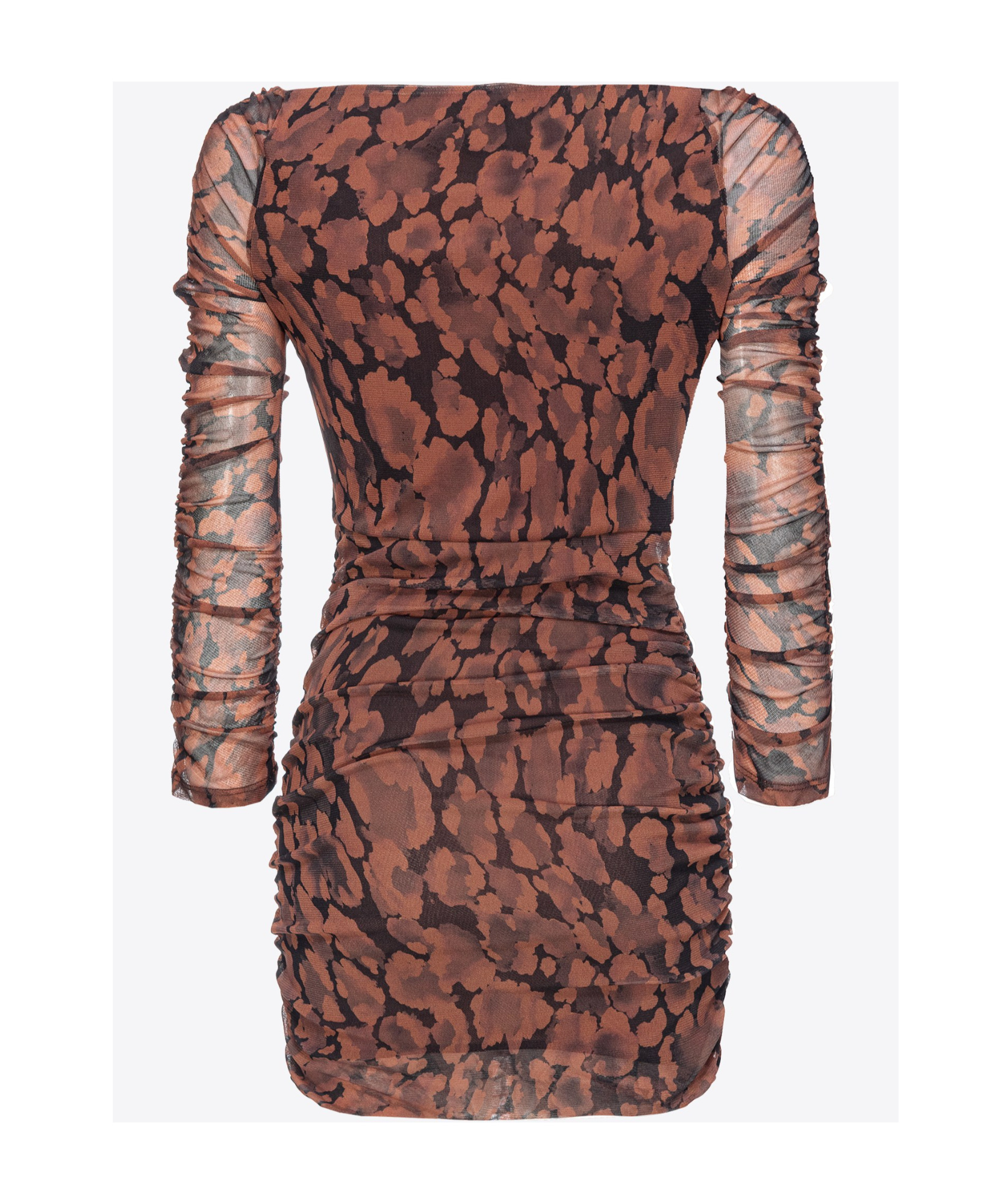 Pinko Camouflage-pattern Ruched Minidress In Brown