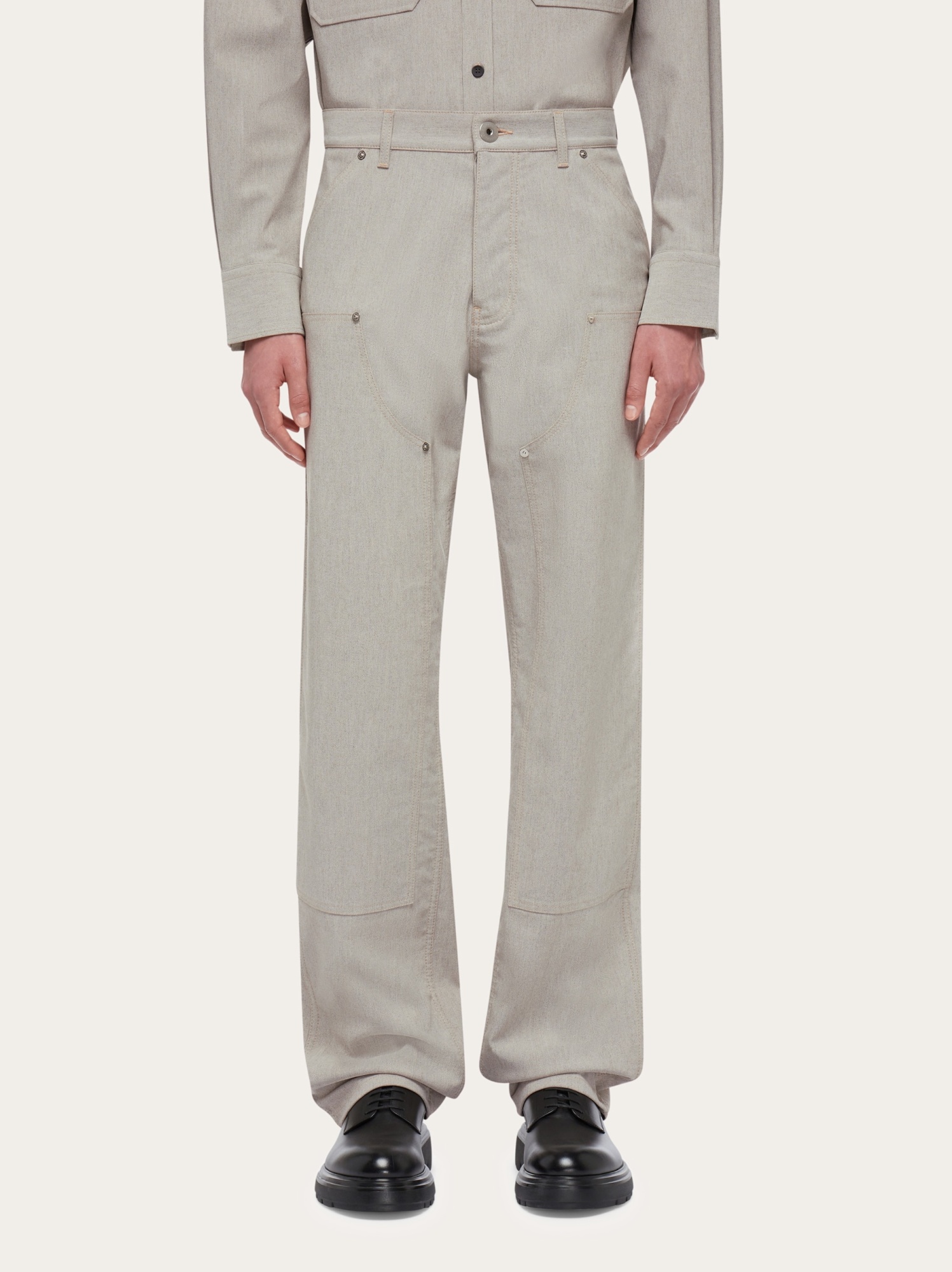 Ferragamo Belt Loop Working Casual Pants In Gray