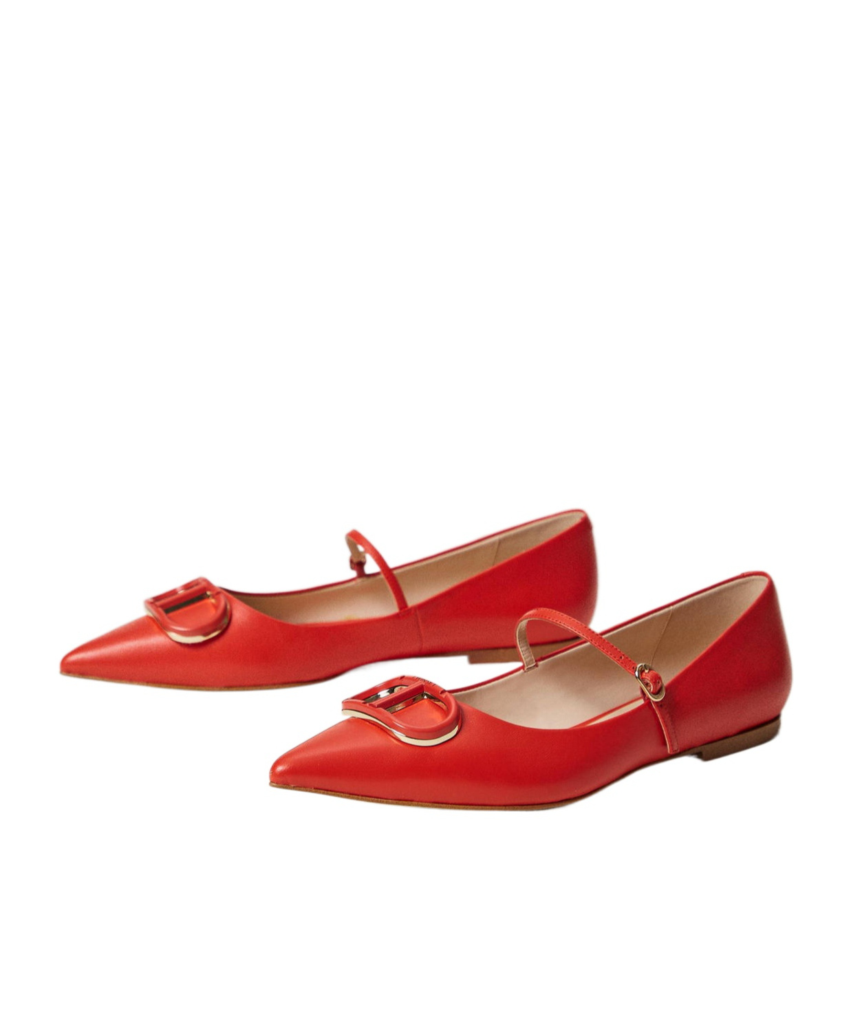 Shop Twinset Oval T Ballet Flats In Red