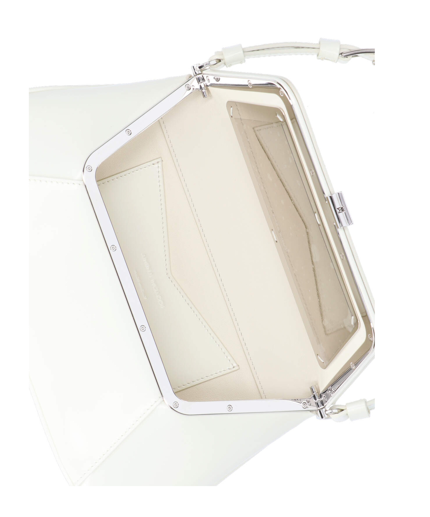 Amina Muaddi Women Black Leather Ami Shoulder Bag In White