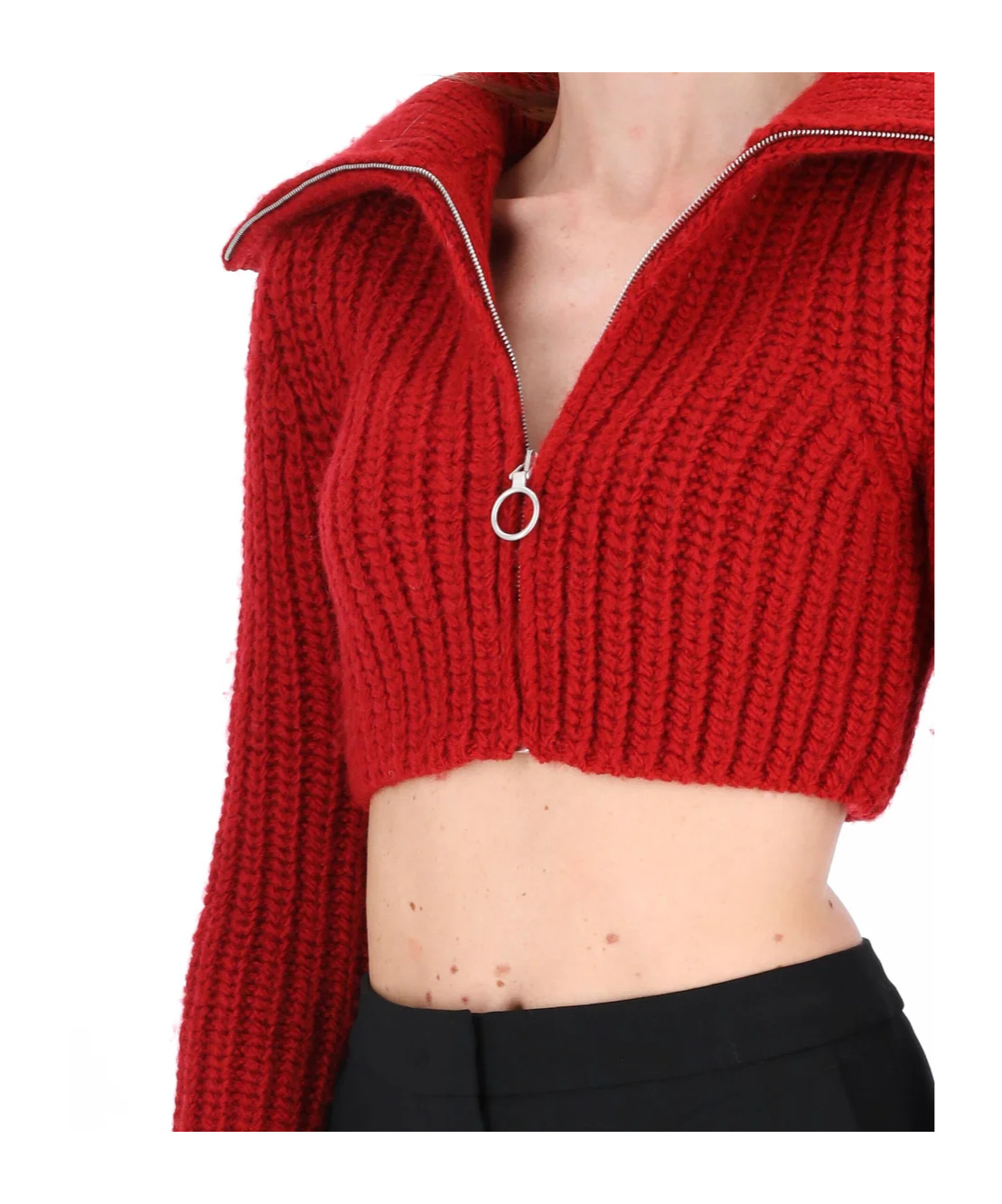 Philosophy Di Lorenzo Serafini Half-zipped Cropped Knitted Jumper In Red