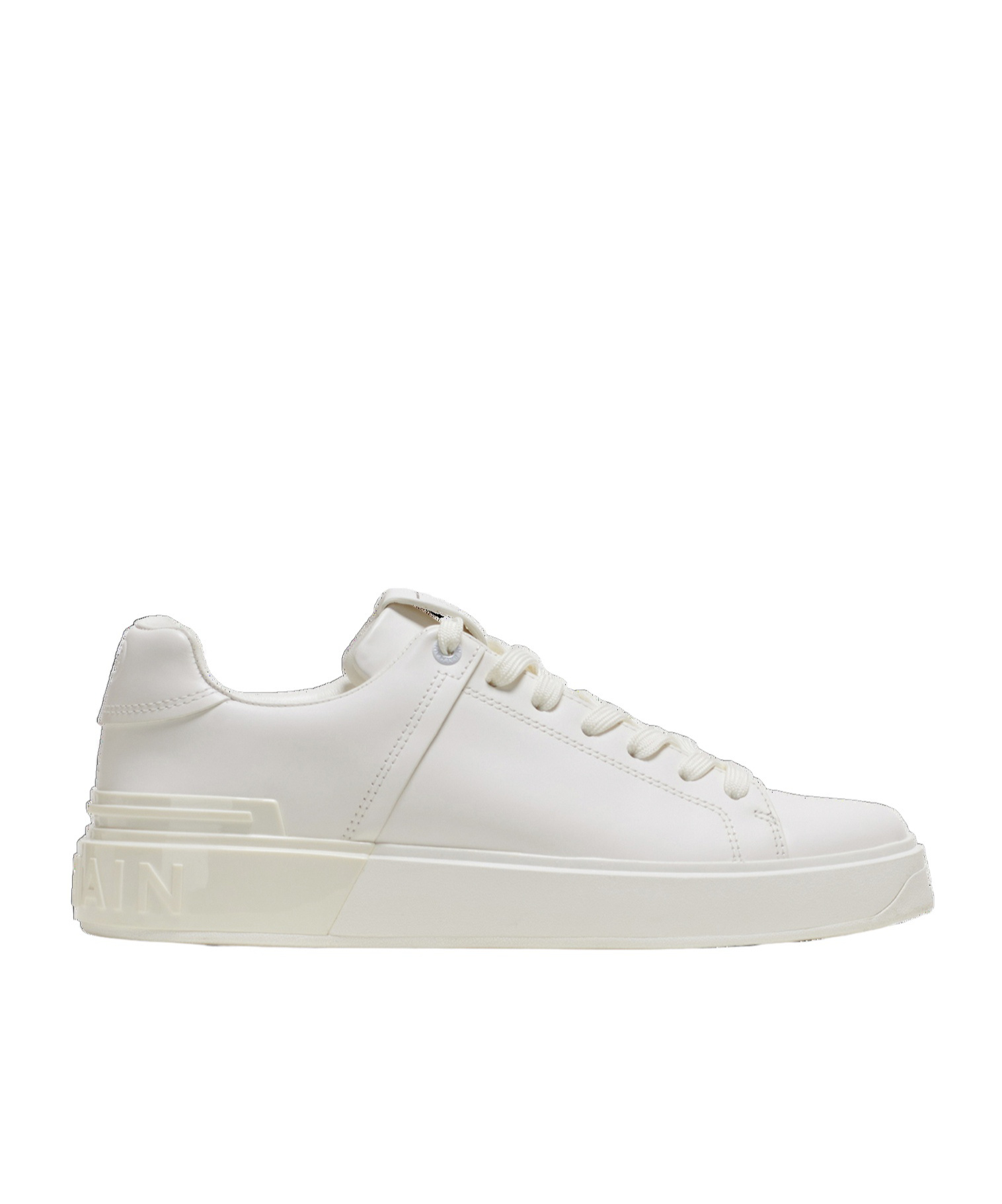 Balmain B Court Low Top Sneakers In White Leather In White