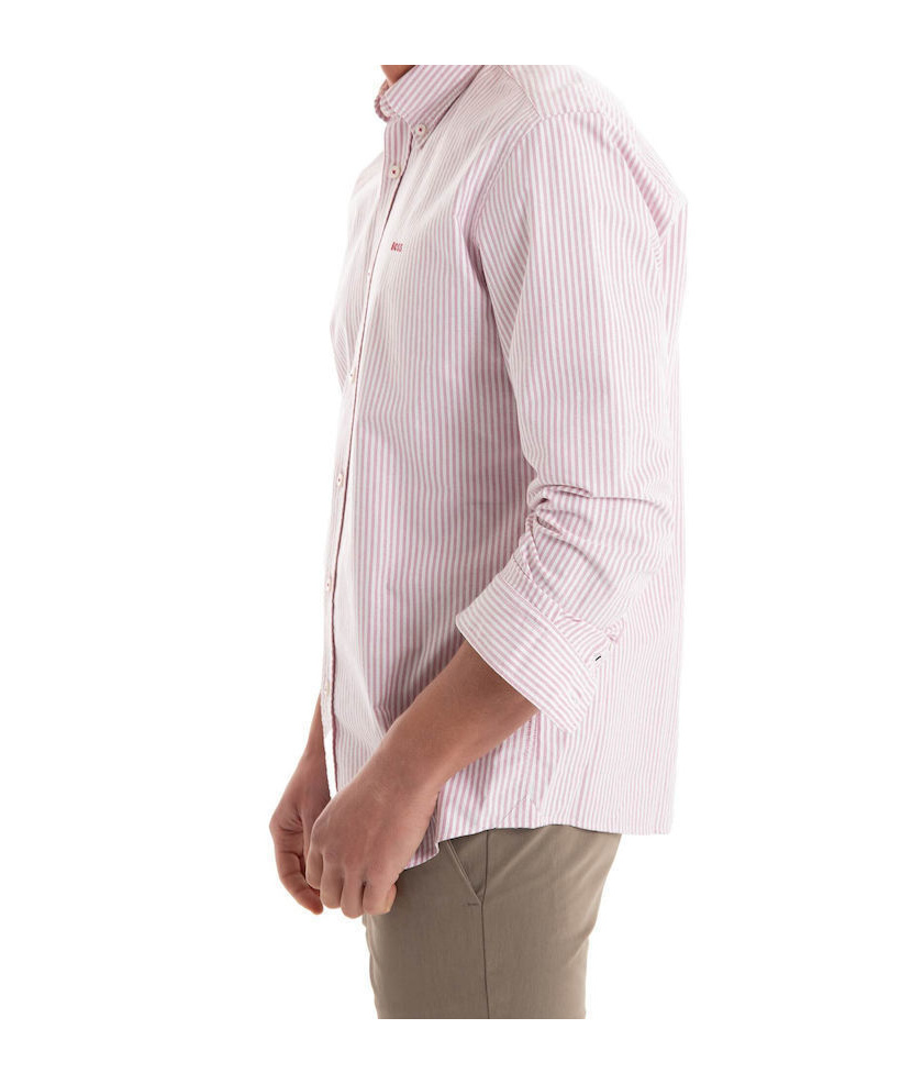 Hugo Boss Boss Roan Stripe Cotton Button-down Shirt In White