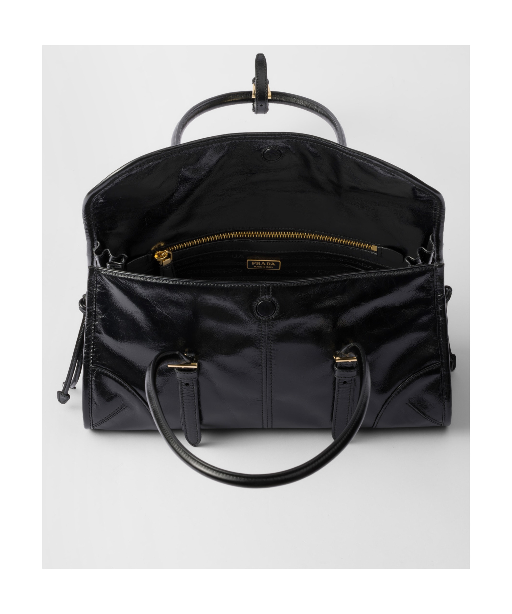 Prada Medium Leather Shoulder Bag In Black