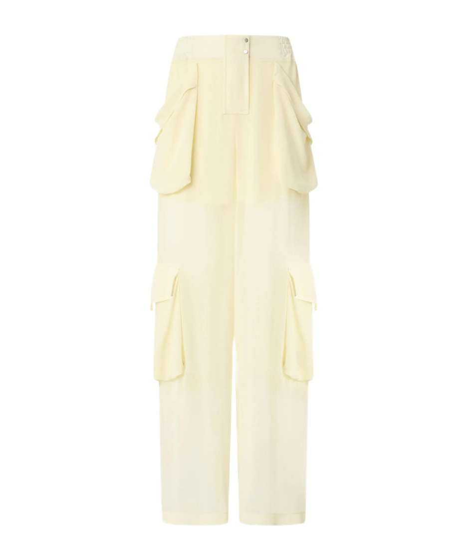 Pinko Sheer Georgette Cargo Trousers In Yellow
