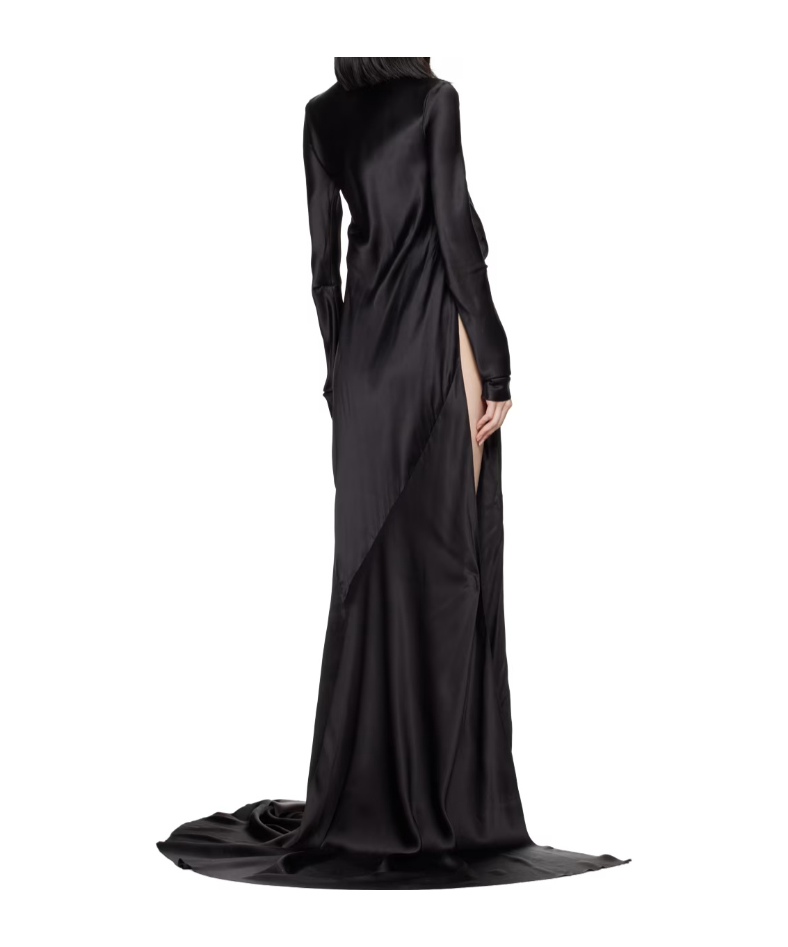 Ann Demeulemeester Demy X-long High Slit Long Sleeve Dress In Black