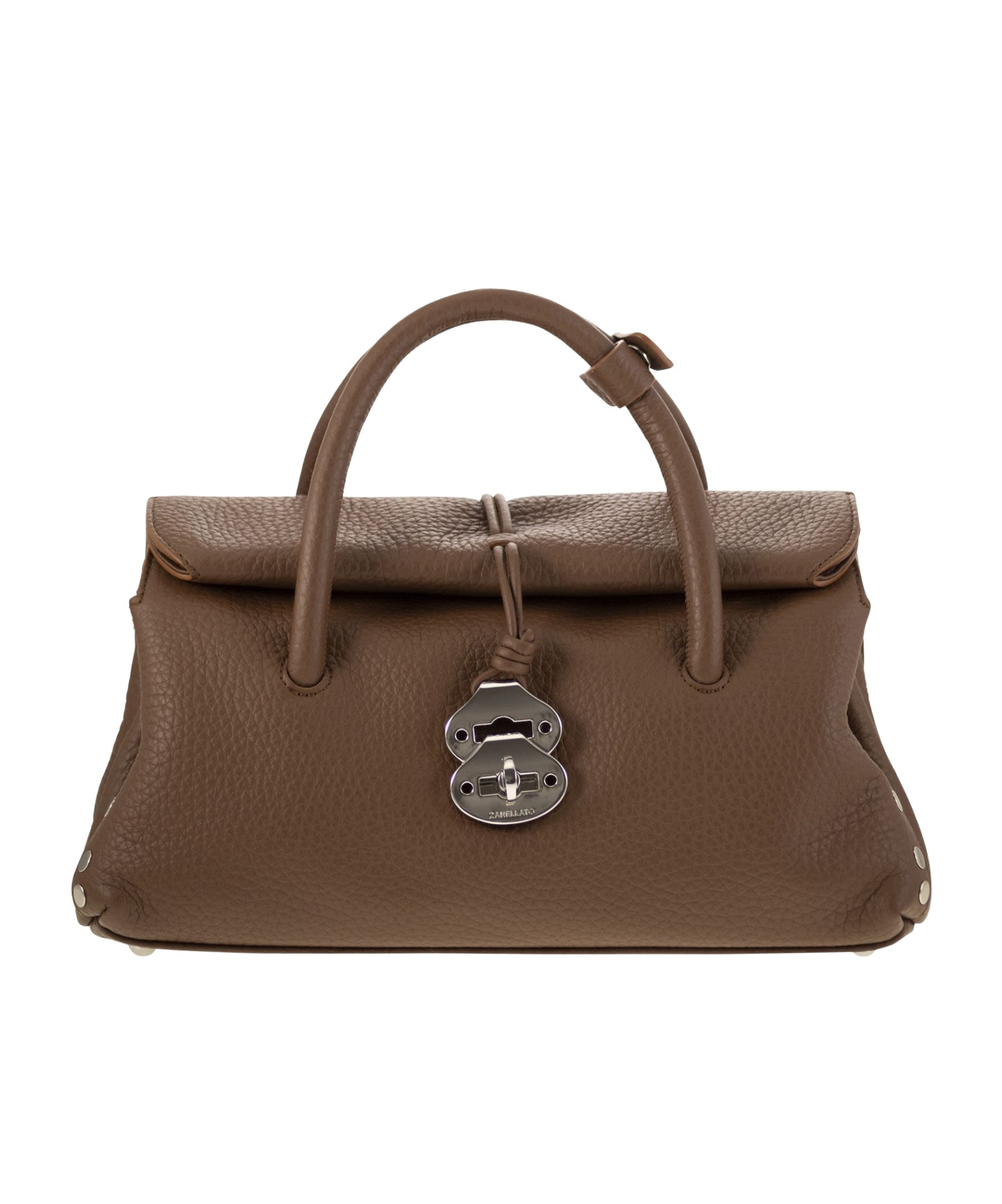 Zanellato Dotta Centauro Small Grained Leather Handbag In Green