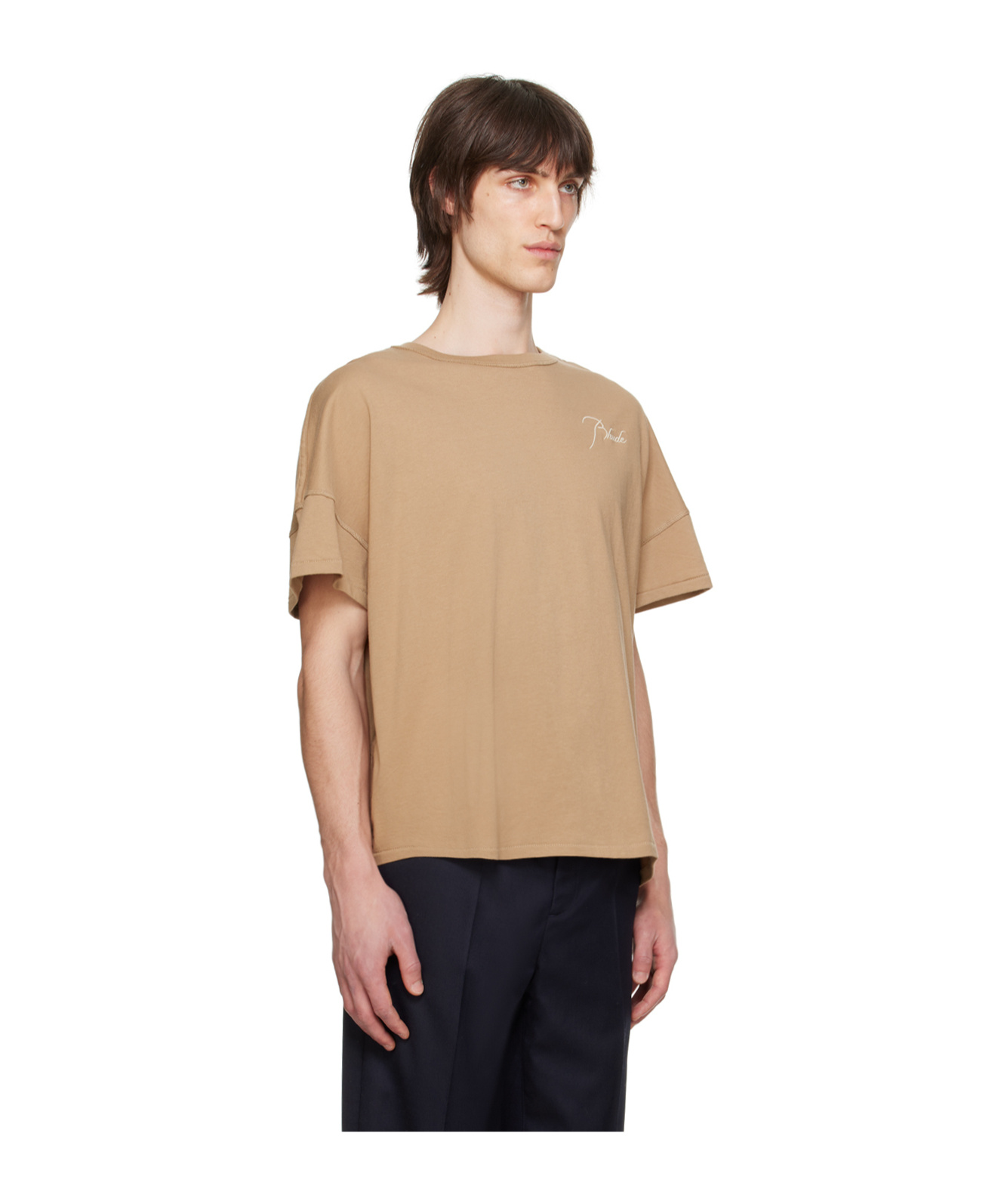 Rhude Beige Reverse T-shirt In Brown