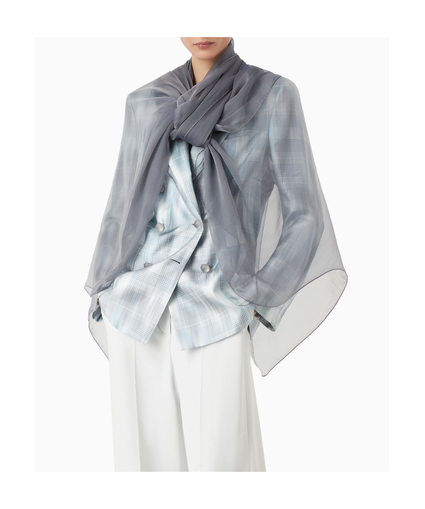Giorgio Armani Finished Edge Scarf In Black