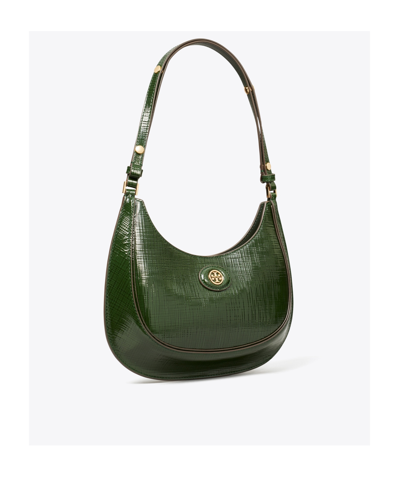 Tory Burch The Robinson Crosshatched Shoulder Bag In Green