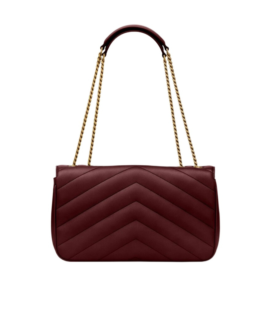 Saint Laurent Cherry Loulou Medium Shoulder Bag In Burgundy
