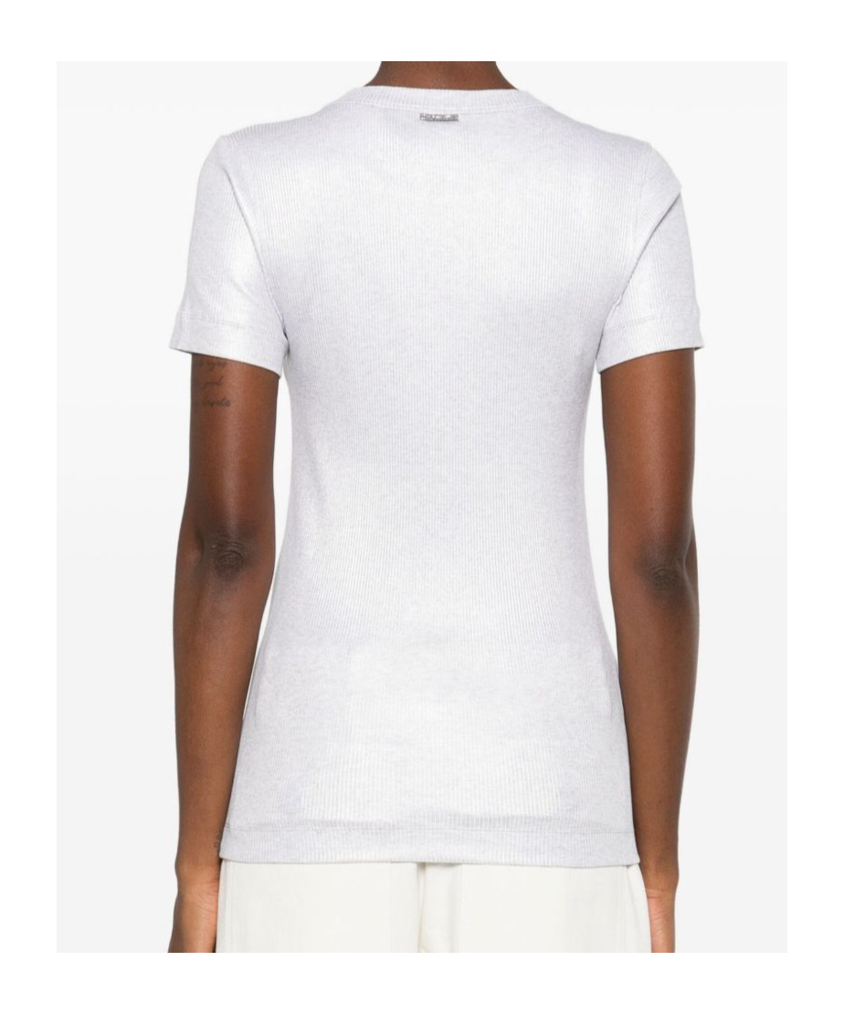 Brunello Cucinelli Ribbed Cotton Blend Round Neck T-shirt In White