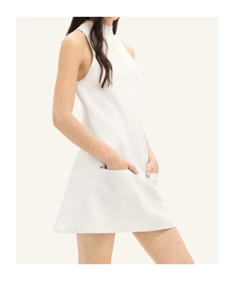 Courrèges Sleeveless Twill A-line Dress In White