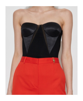 Versace Satin-panelled Bustier Top In Black