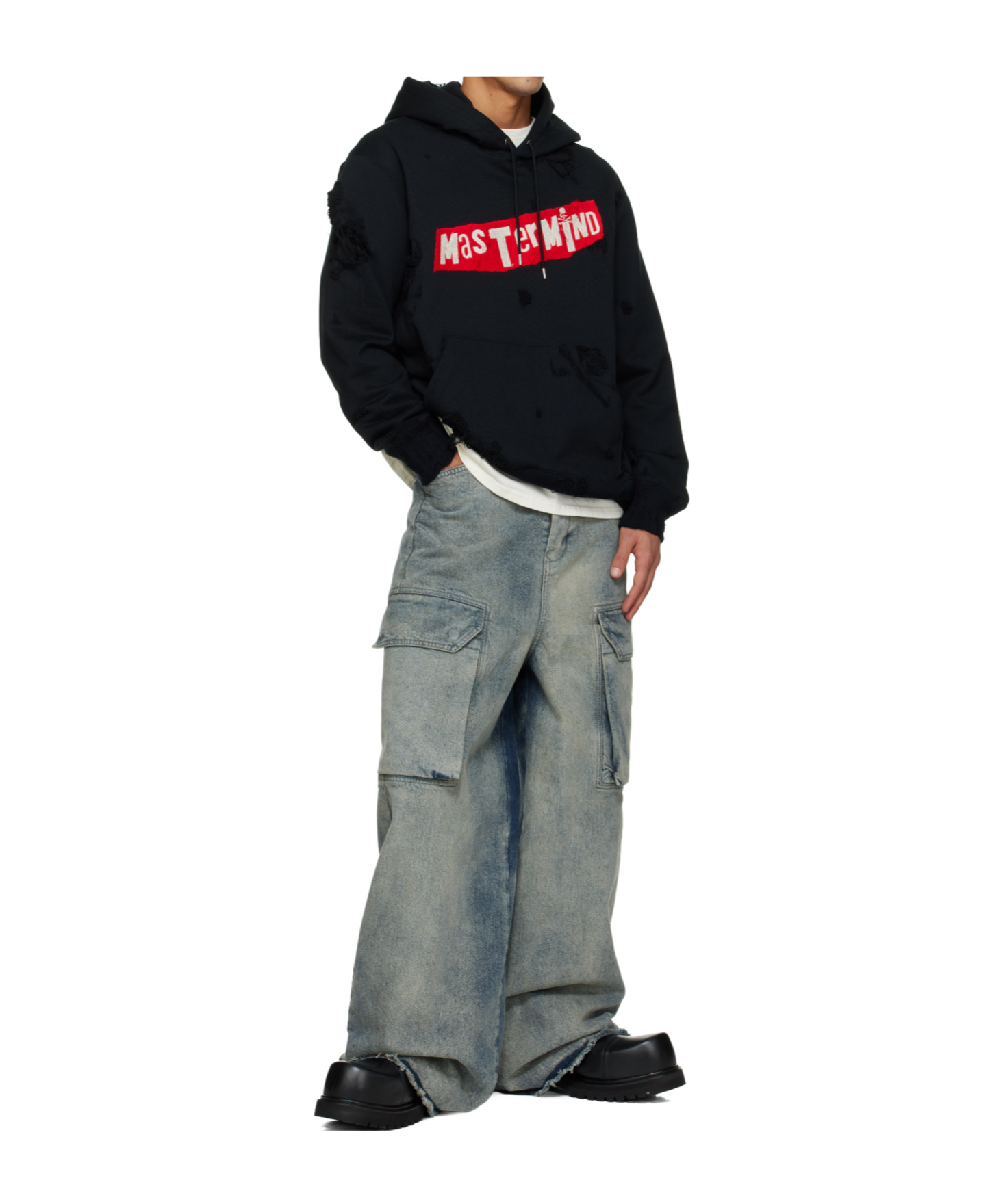 Mastermind Japan Distressed Logo Hoodie In Black