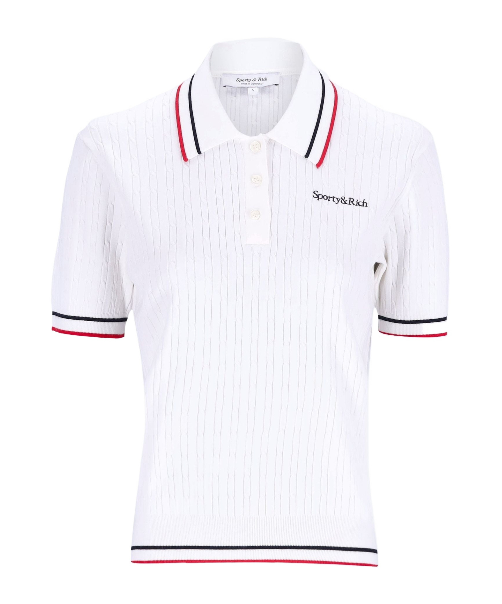 Sporty And Rich Serif Logo Mini Cable Polo