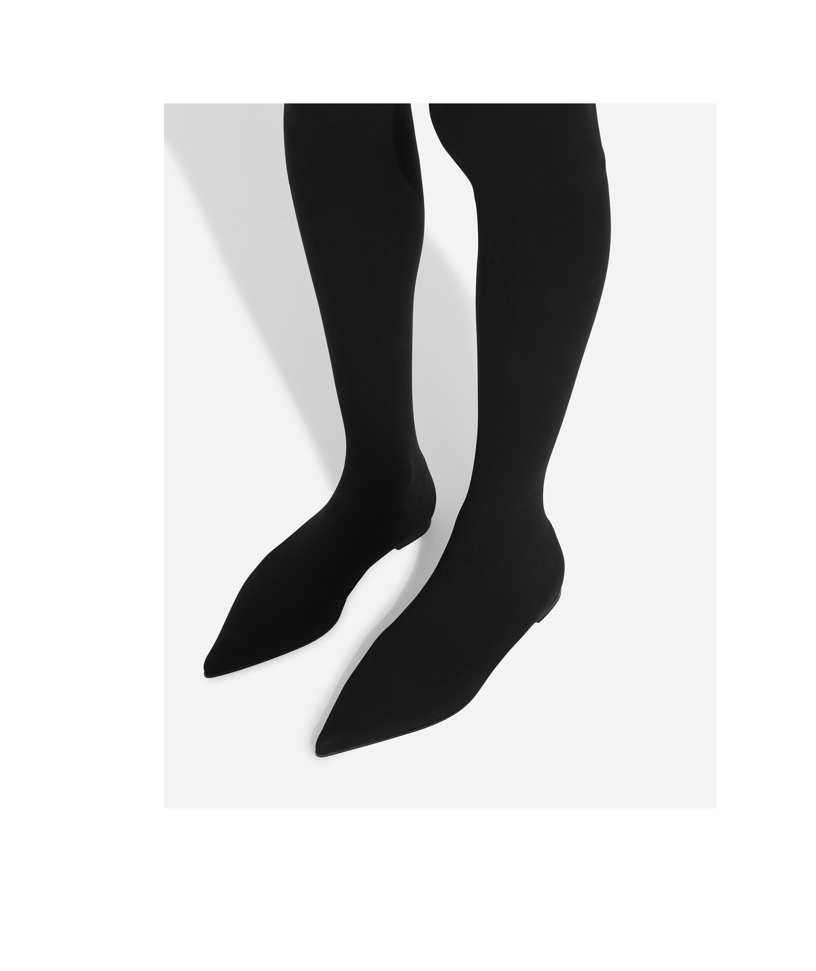 Dolce & Gabbana Pointed Toe Stretch Fabric Over-the-knee Boots In Black