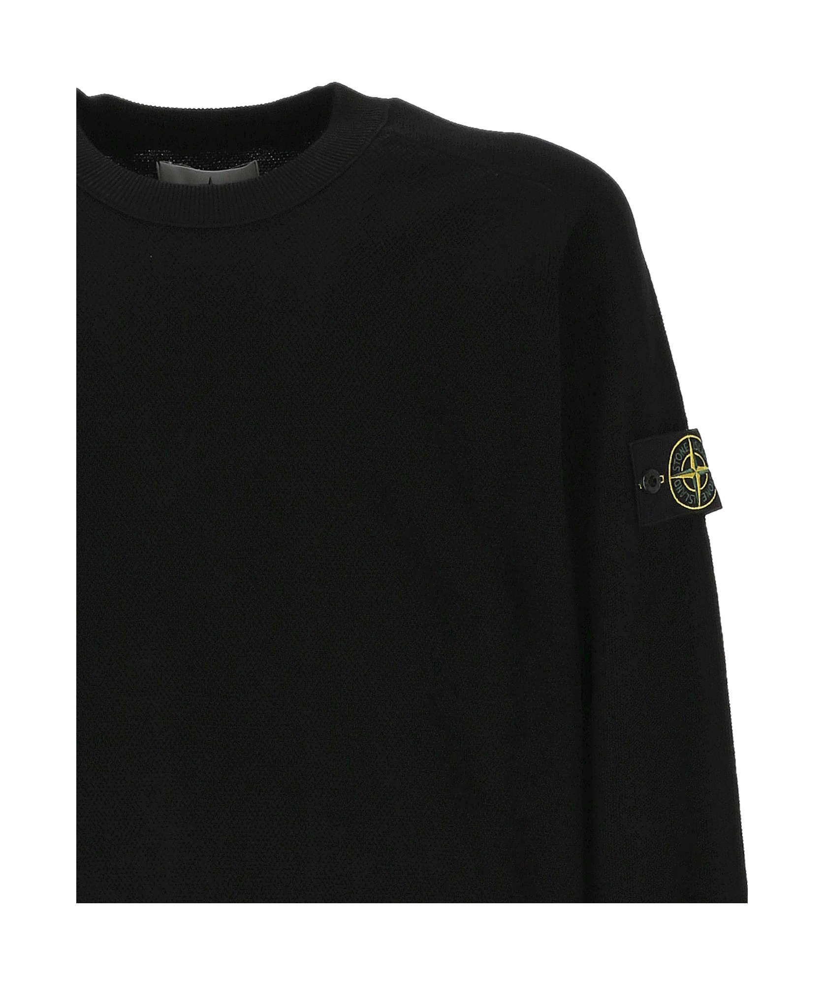 Stone Island Ribbed Crewneck Sweater With Long Sleeves In Black