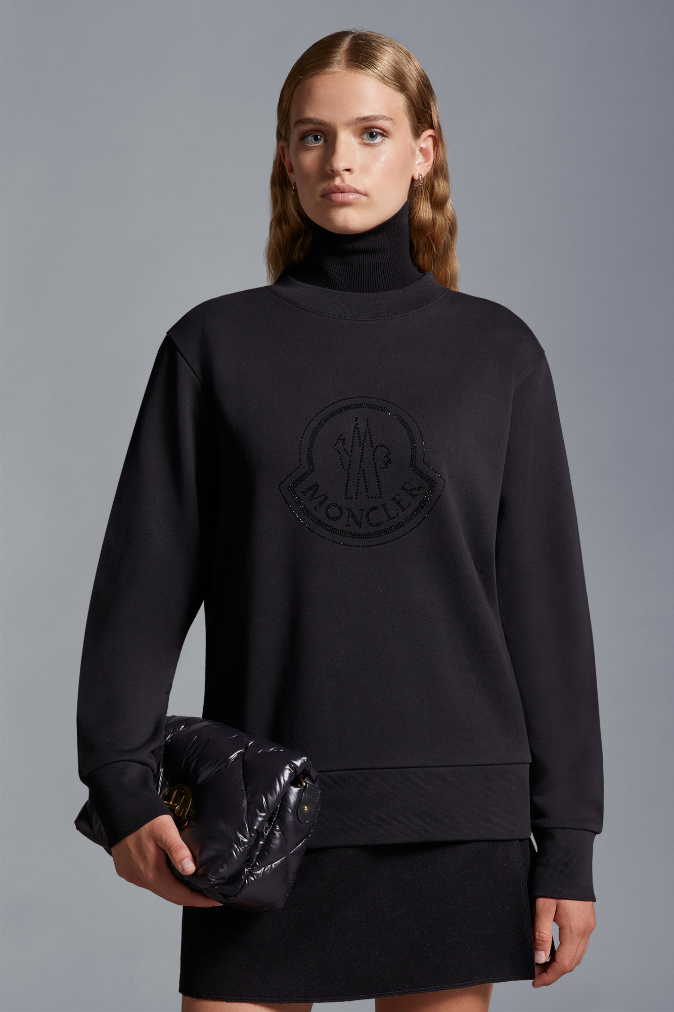 Shop Moncler Logo-embellished Cotton Sweatshirt In Black