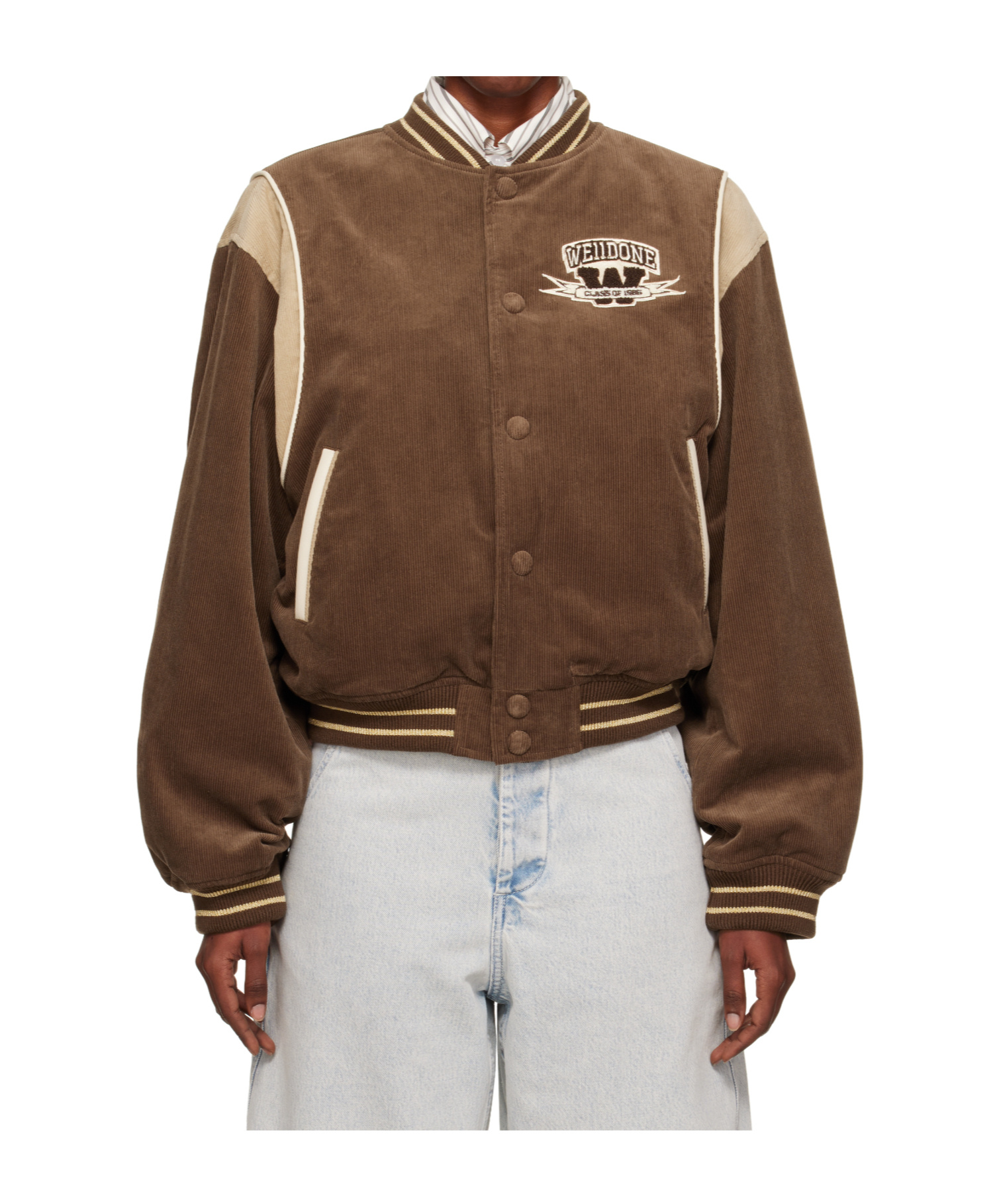 We11 Done Brown College Corduroy Varsity Jacket In Brown