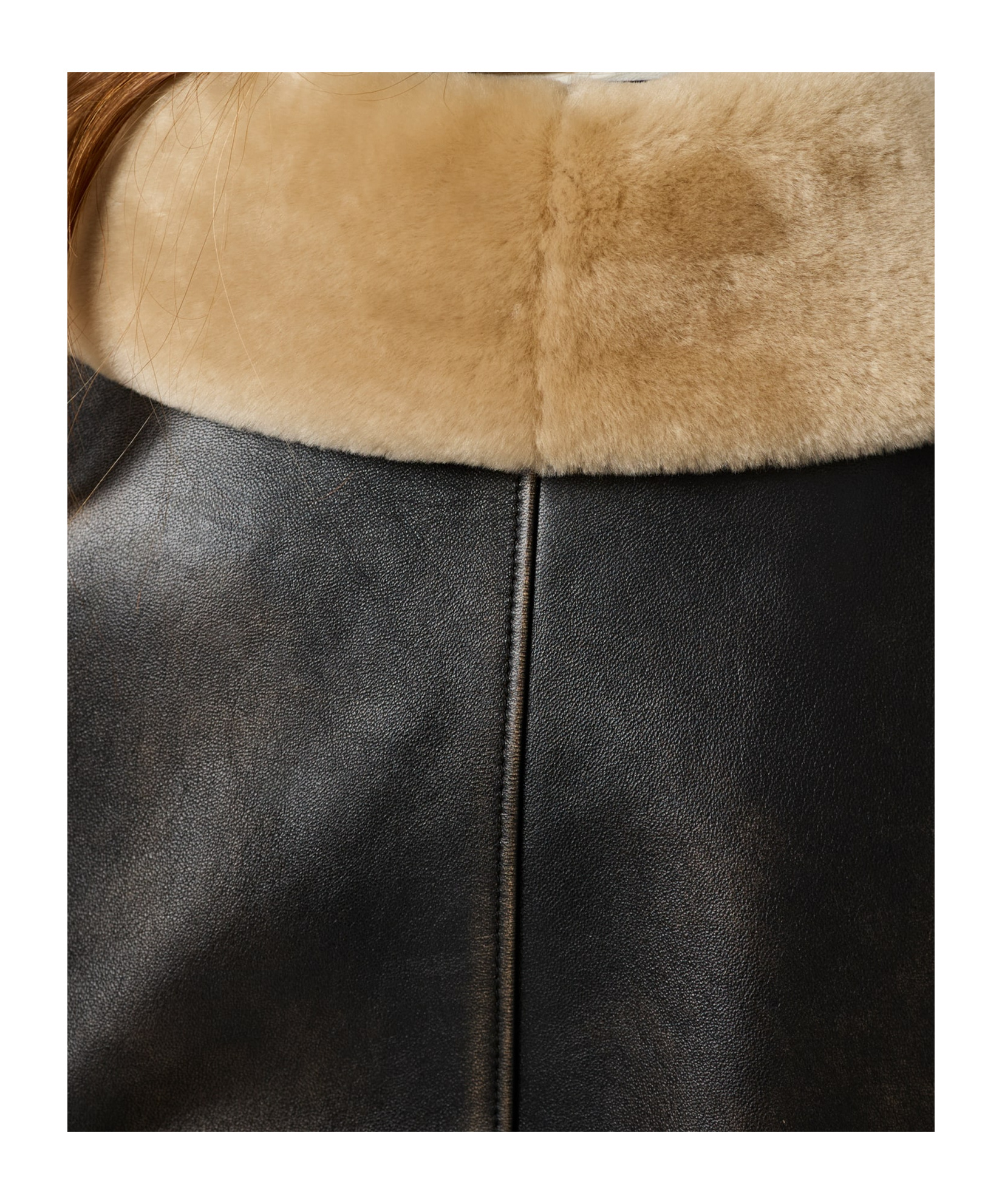 Miu Miu Lamb Shearling Collar Leather Jacket In Black