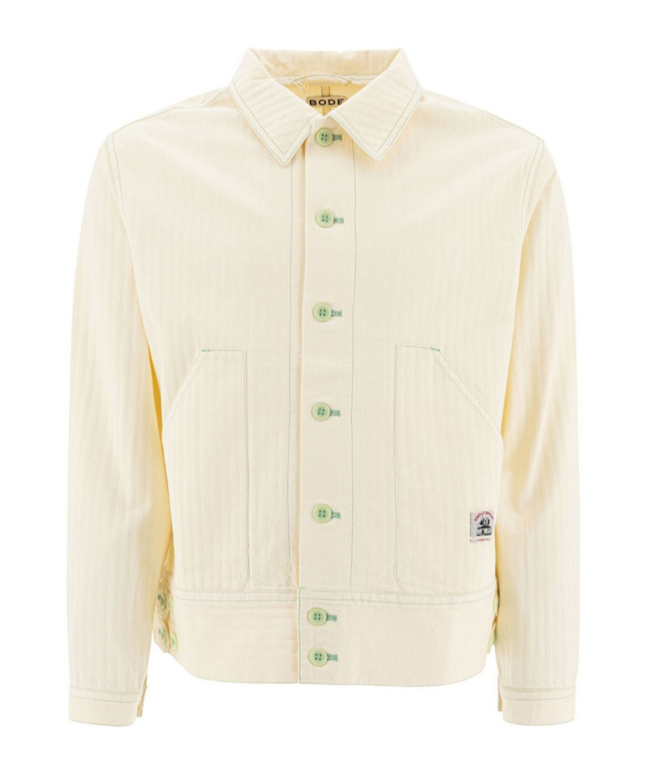 Bode Boxy Cotton Jacket With Button-up Front In White