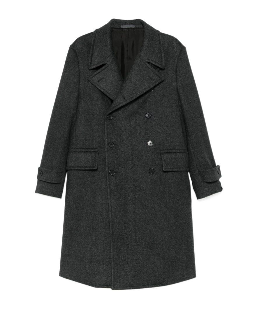Caruso Double-breasted Grey Coat With Notched Lapel