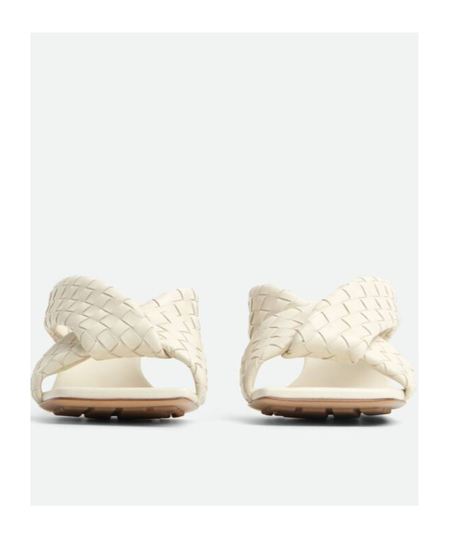 Bottega Veneta Leather Intrecciato Riva Mules 50 In White