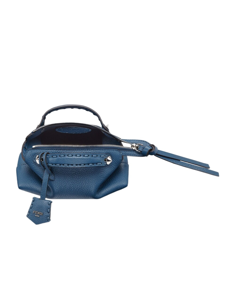 Shop Fendi Blue Selleria Mini-bag With 156 Hand-sewn Topstitches