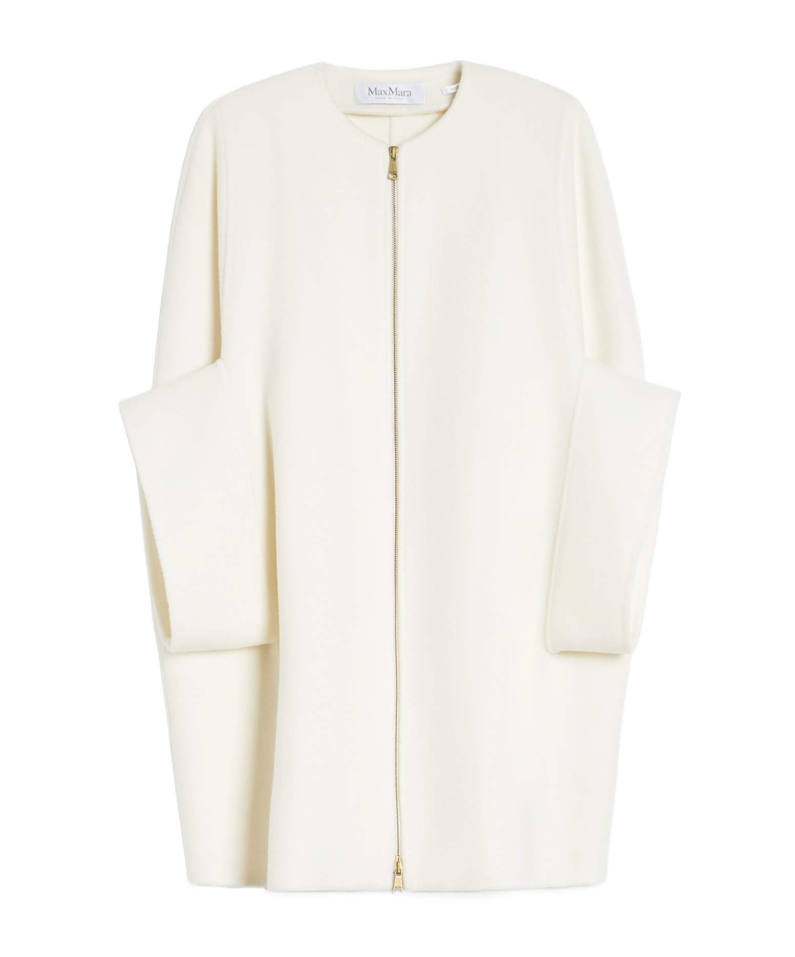 Max Mara Cashmere Coat With Long Sleeves And Structured Silhouette In White