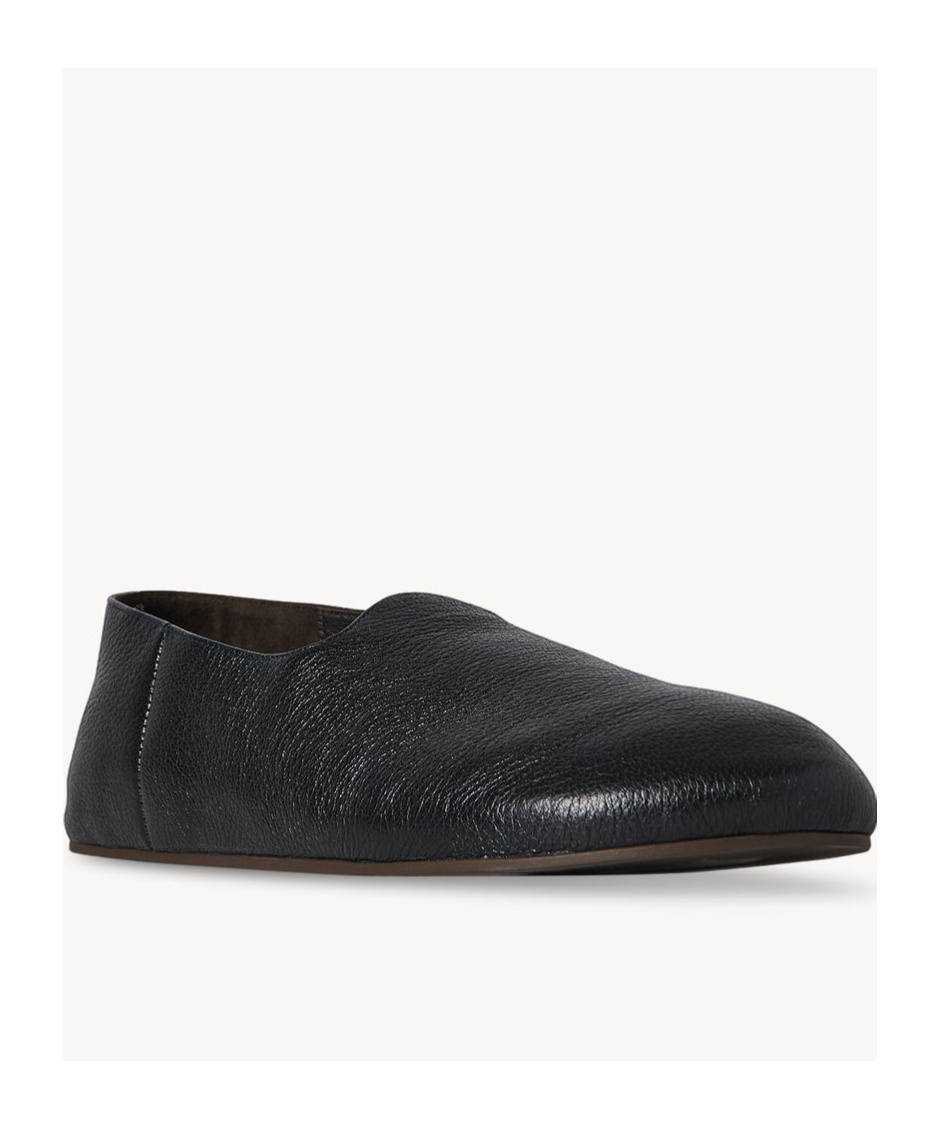 The Row Slip-on Hugh In Pelle Nera Uomo In Black
