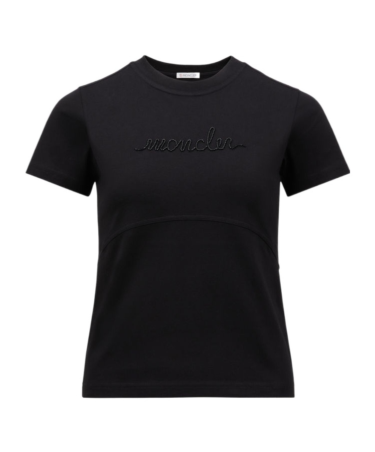 Moncler Beaded Logo T-shirt In Black