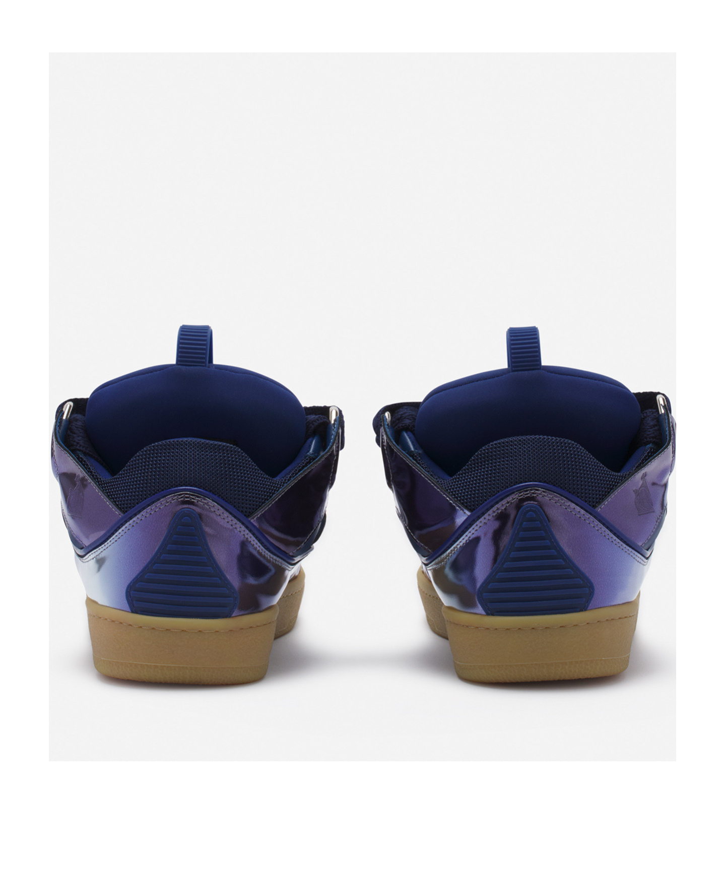 Lanvin Curb Sneakers In Metallic Leather For Women In Blue