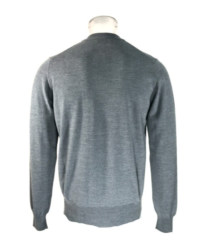 Ea7 Small V-neck Long-sleeved Sweater In Gray