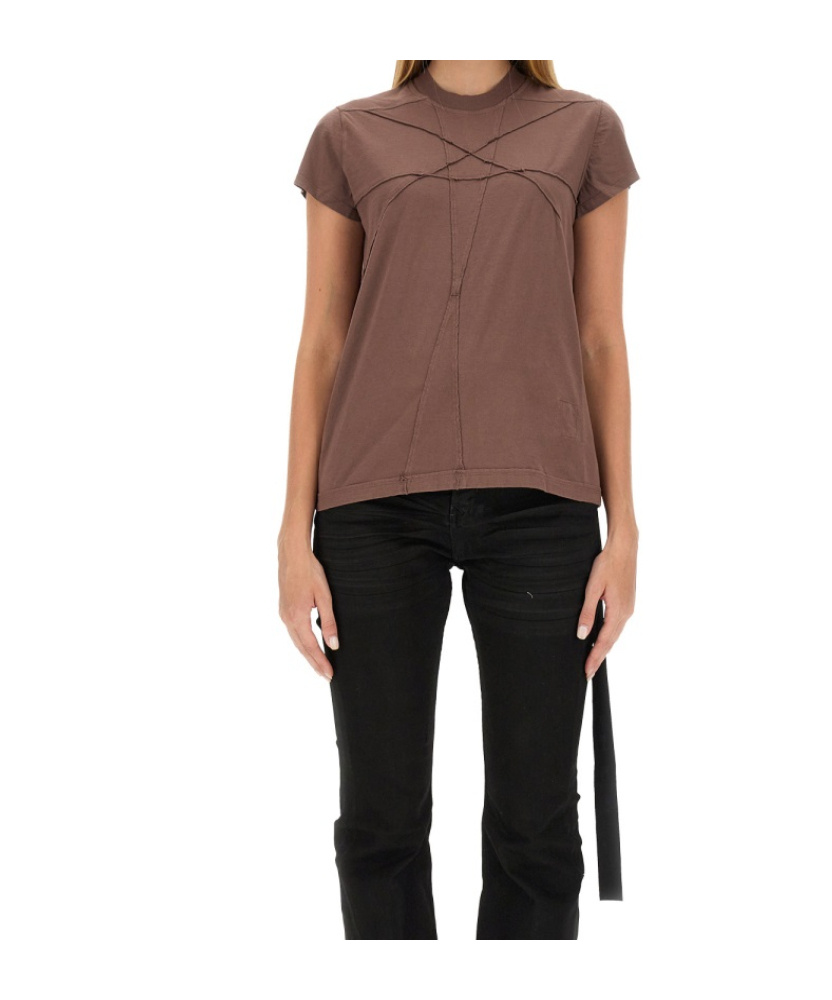 Rick Owens Drkshdw Cotton T-shirt Shirt Geometric Pattern Casual Style In Brown